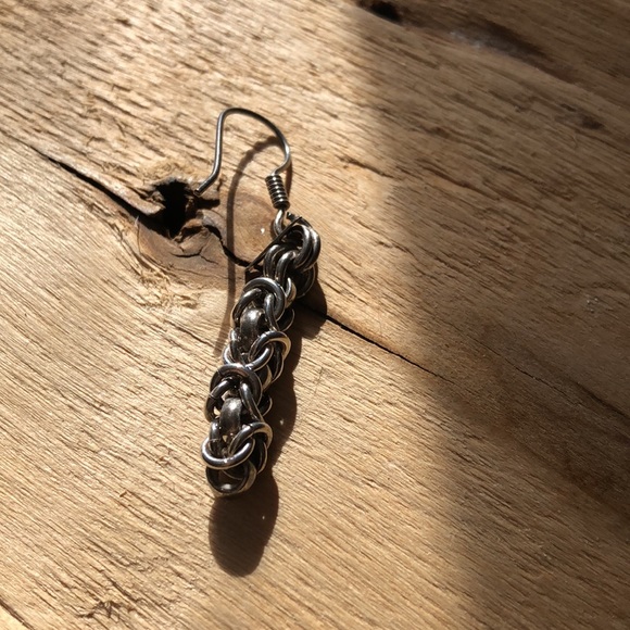925 sterling silver rope drop pierced earrings - Picture 4 of 5